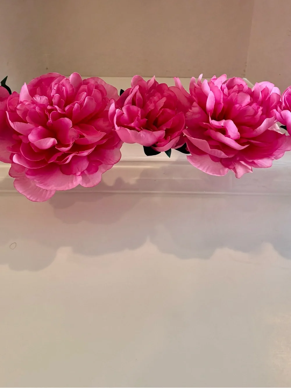 Floating Pink Artificial Peony Flower Arrangement in Glass tube vase